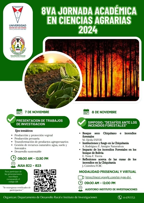 JORNADAS ACADÉMICAS EN CIENCIAS AGRARIAS, en Cochabamba, el 7 y 8-nov.