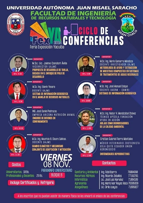 Conferencias DESARROLLO SOSTENIBLE REGIONAL, en Tarija, el 8-nov.
