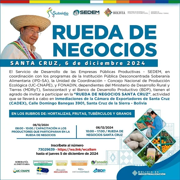 RUEDA DE NEGOCIOS, en Santa Cruz, el 6-dic.