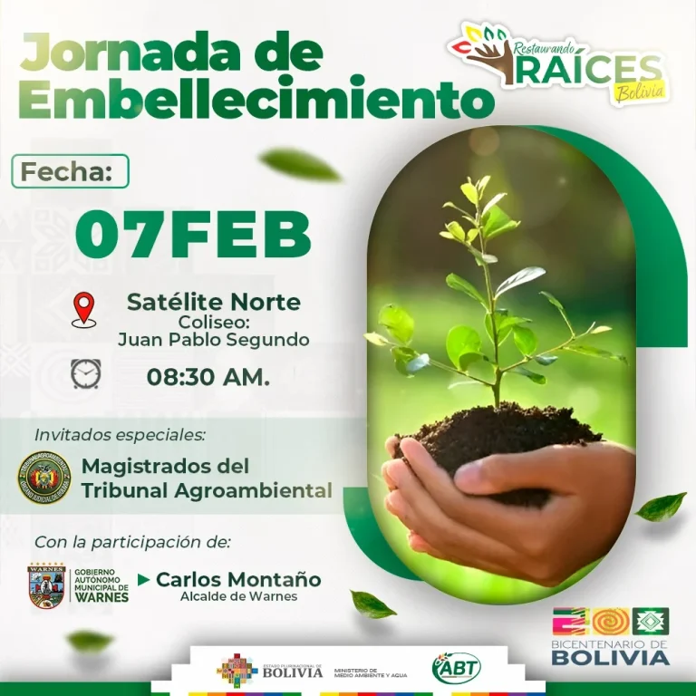 JORNADA DE ARBORIZACIÓN, en Warnes – Santa Cruz, el 7-febrero