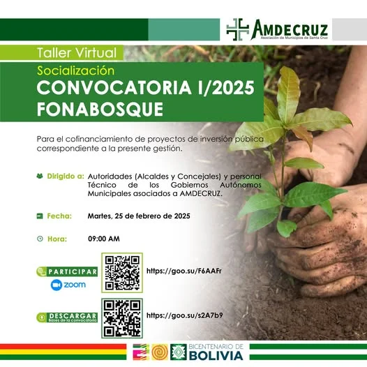 Socialización CONVOCATORIA I/2025 FONABOSQUE, virtual (Santa Cruz), el 25-febrero