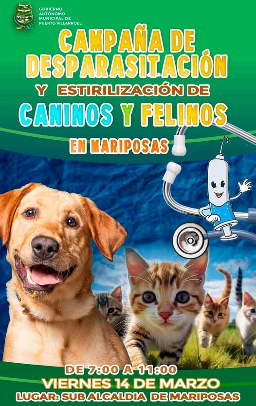 CAMPAÑA DE DESPARASITACIÓN Y ESTERILIZACIÓN DE CANINOS Y FELINOS, en Cochabamba, el 14 y 15-marzo