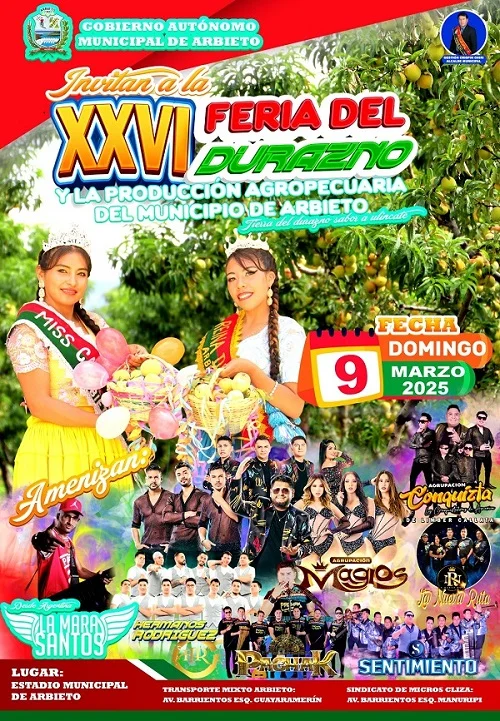 FERIA DEL DURAZNO Y LA PRODUCCIÓN AGROPECUARIA, en Arbieto – Cochabamba, el 9-marzo