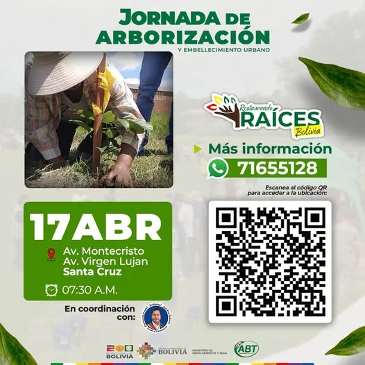 JORNADA DE ARBORIZACIÓN, en Santa Cruz, el 17-abril