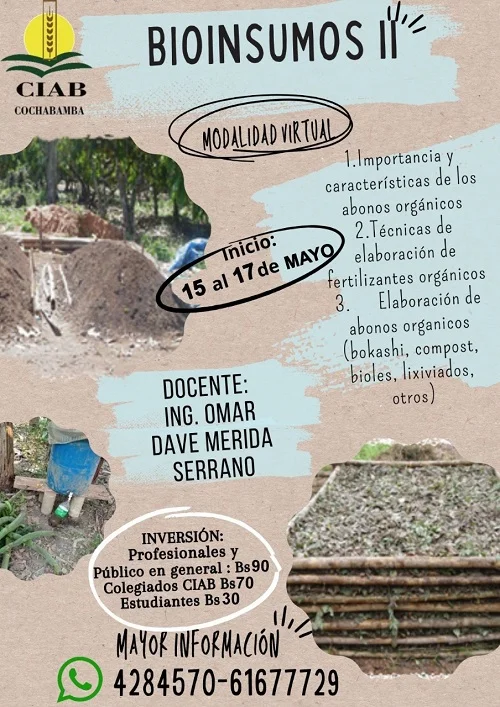 Curso BIOINSUMOS, virtual, el 15-mayo