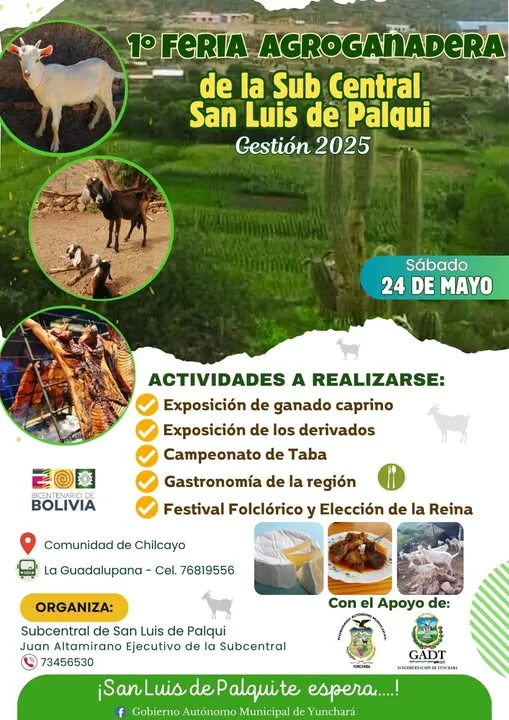 FERIA AGROGANADERA DE LA SUBCENTRAL DE SAN LUIS DE PALQUI, en Yunchará – Tarija, el 24-mayo