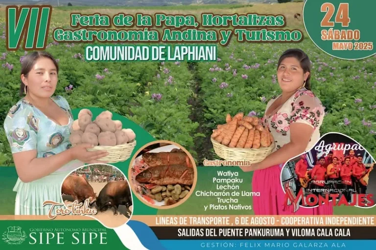 FERIA DE LA PAPA, HORTALIZAS Y GASTRONOMÍA ANDINA, en Sipe Sipe – Cochabamba, el 24-mayo