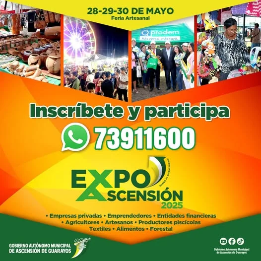 EXPOASCENCIÓN, en Ascensión de Guarayos – Santa Cruz, del 28 al 30-mayo