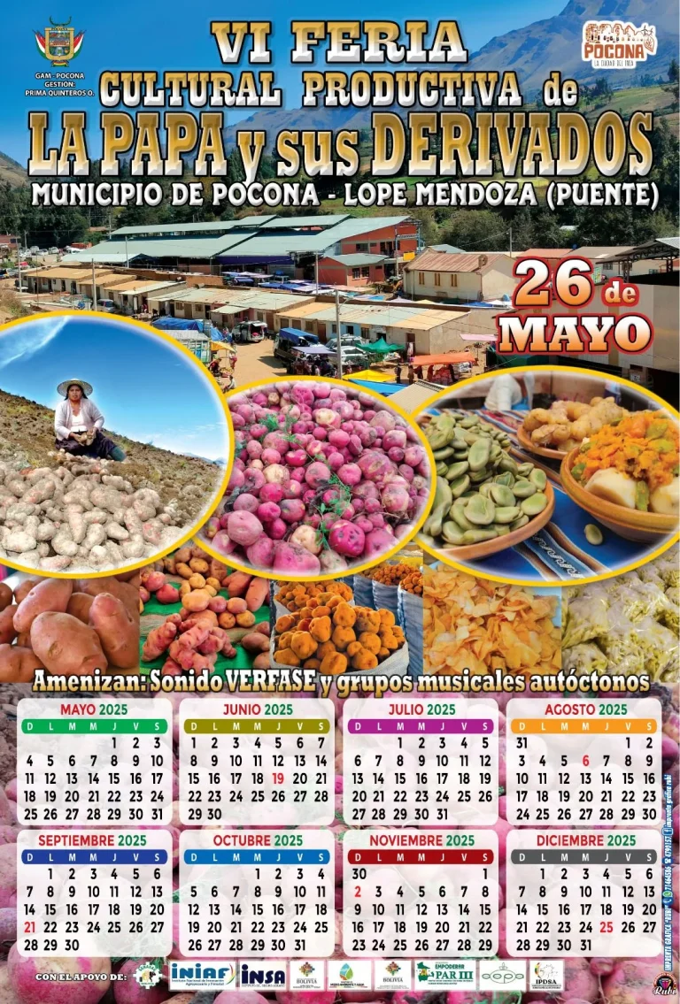 FERIA DE LA PAPA Y SUS DERIVADOS, en Pocona – Cochabamba, el 26-mayo