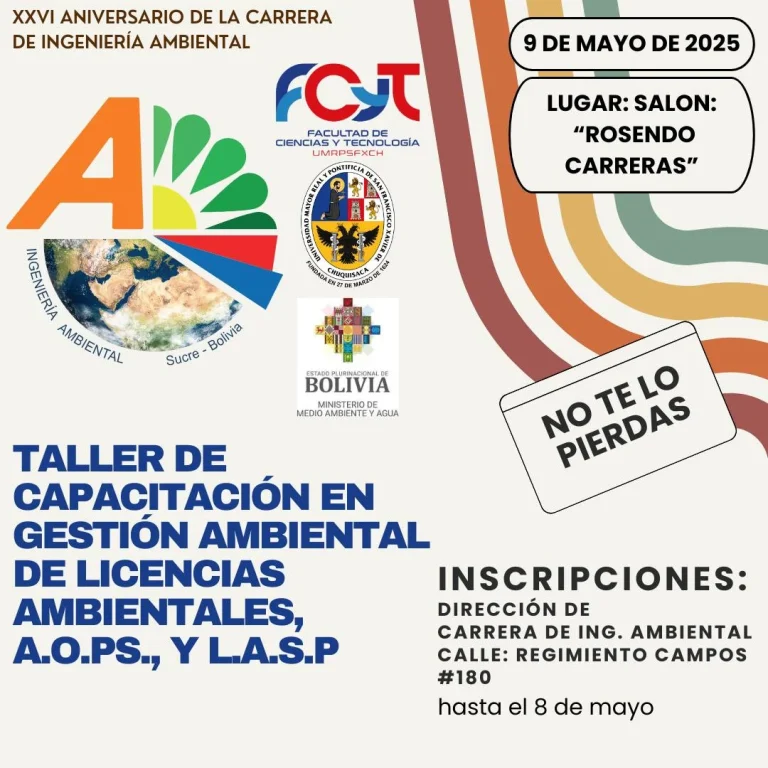 Taller GESTIÓN AMBIENTAL Y LICENCIAS AMBIENTALES, en Chuquisaca, el 9-mayo