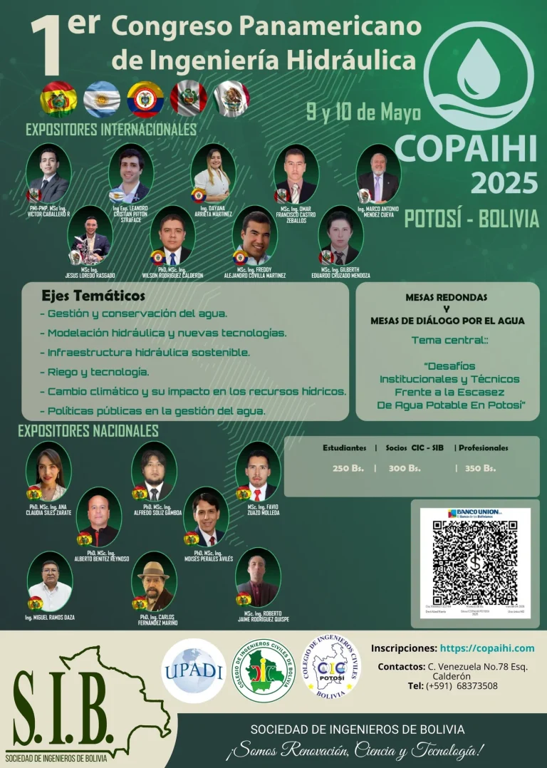 CONGRESO PANAMERICANO DE INGENIERÍA HIDRÁULICA, en Potosí, el 9 y 10-mayo