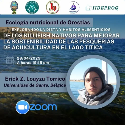 Presentación de investigación ECOLOGÍA NUTRICIONAL DE ORESTIAS, virtual, el 28-abril