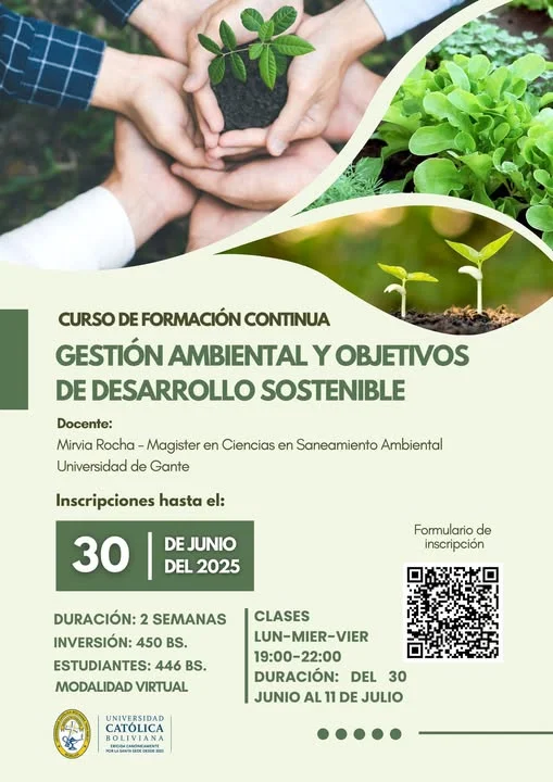 Curso GESTIÓN AMBIENTAL Y OBJETIVOS DE DESARROLLO SOSTENIBLE, virtual, inicia el 30-junio