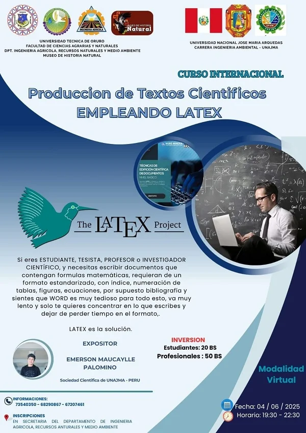 Curso PRODUCCIÓN DE TEXTOS CIENTÍFICOS EMPLEANDO LATEX, virtual, el 4-junio