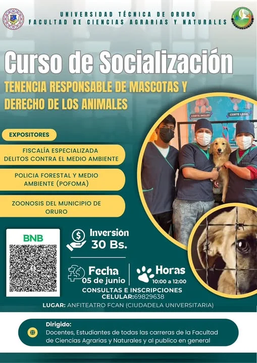 Curso TENENCIA RESPONSABLE DE MASCOTAS Y DERECHO DE LOS ANIMALES, en Oruro, el 4-junio