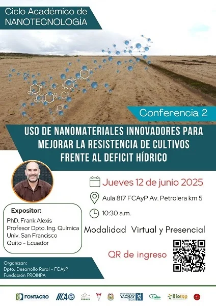 Conferencia NANOMATERIALES INNOVADORES PARA MEJORAR LA RESISTENCIA DE CULTIVOS FRENTE AL DÉFICIT HÍDRICO, virtual, el 12-junio