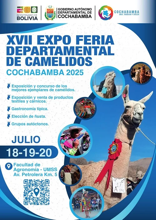 EXPOFERIA DEPARTAMENTAL DE CAMÉLIDOS, en Cochabamba, del 18 al 20-julio