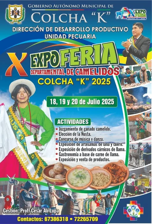EXPO – FERIA DEPARTAMENTAL DE CAMÉLIDOS, en Colcha “K” – Potosí, del 18 al 20-julio