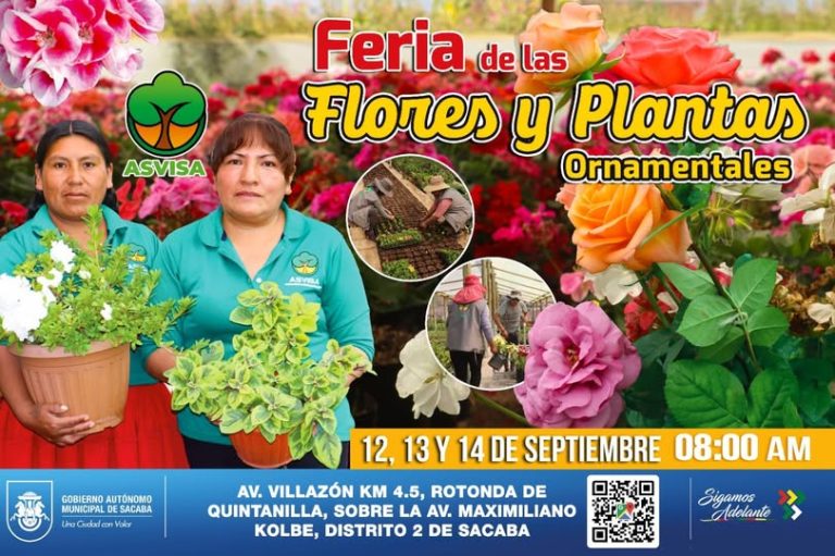 FERIA DE LAS FLORES Y PLANTAS ORNAMENTALES, en Sacaba – Cochabamba, del 12 al 14 de septiembre