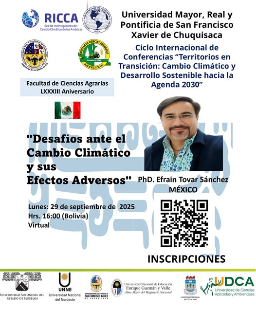 Conferencia DESAFÍOS ANTE EL CAMBIO CLIMÁTICO Y SUS EFECTOS ADVERSOS, virtual, el 29-septiembre