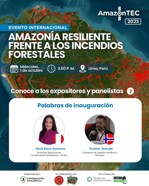 Seminario AMAZONÍA RESILIENTE FRENTE A LOS INCENDIOS FORESTALES, virtual, el 1-octubre