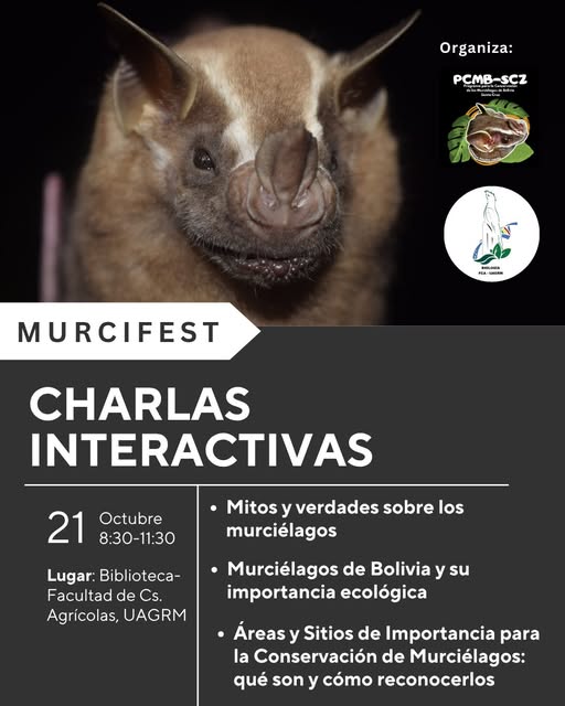 Charlas MURCIÉLAGOS, en Santa Cruz, el 21-octubre