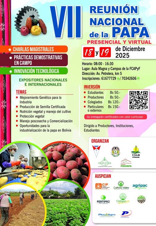 REUNIÓN NACIONAL DE LA PAPA, en Cochabamba, el 18 y 19-nov.