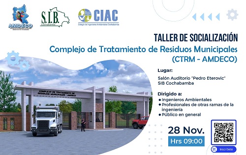 Taller de Socialización COMPLEJO DE TRATAMIENTO DE RESIDUOS SÓLIDOS, en Cochabamba, el 28-nov.