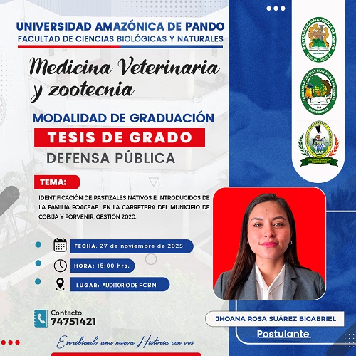 Tesis de grado IDENTIFCACION DE PASTIZALES NATIVOS E INTRODUCIDOS FAM. POACEAE, en Cobija – Pando, el 27-nov.