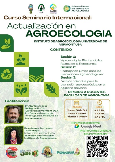 Curso ACTUALIZACION EN AGROECOLOGIA, virtual, el 6 y 7-nov.