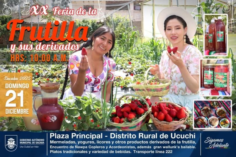 FERIA DE LA FRUTILLA Y SUS DERIVADOS, en Sacaba – Cochabamba, el 21-dic.