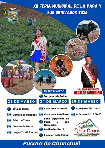 Feria Municipal de “Papa y sus Derivados 2026”, en Villa Charcas – Chuquisaca, el 23-marzo