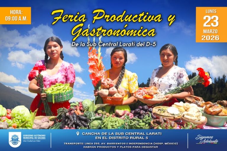 Feria Productiva y Gastronómica en Larati, en Sacaba – Cochabamba, el 3-marzo