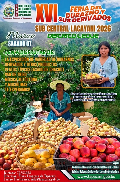 FERIA DEL DURAZNO Y SUS DERIVADOS, en Tapacarí – Cochabamba, el 7-marzo