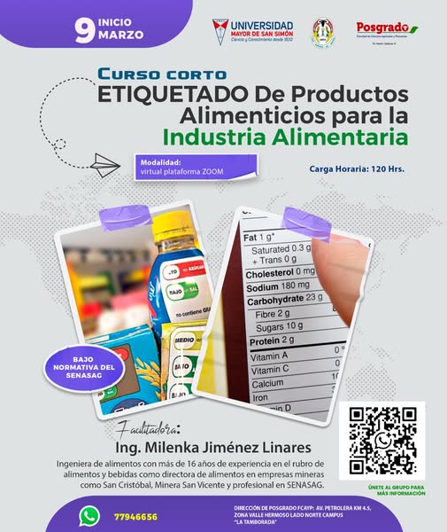 Curso ETIQUETADO DE ALIMENTOS PARA LA INDUSTRIA ALIMENTARIA, virtual, del 9 al 12-marzo