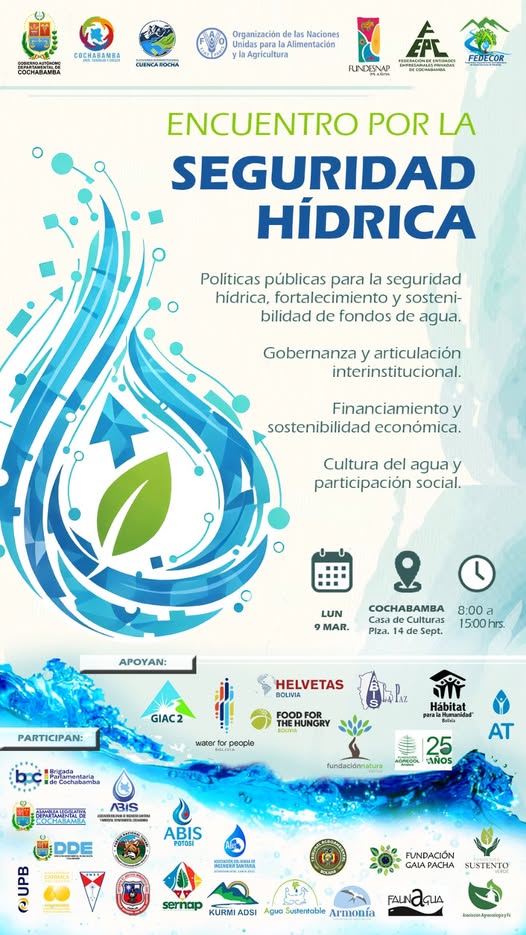 ENCUENTRO POR LA SEGURIDAD HÍDRICA – COCHABAMBA, en Cochabamba, el 9-marzo