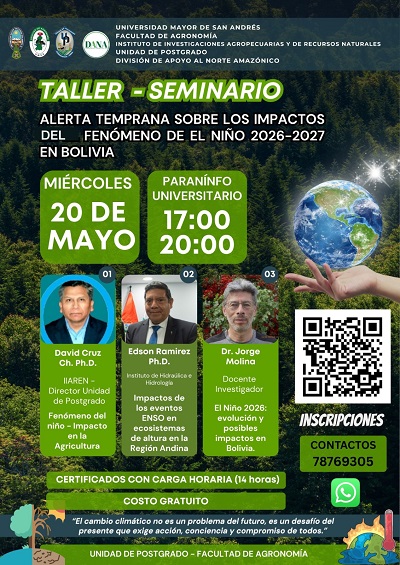 Taller “Alerta temprana sobre los impactos del fenómeno del Niño 2026”, en La Paz, el 20-mayo