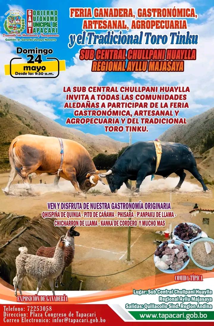 Ferias Agropecuarias, en Tapacarí – Cochabamba, el 23 y 24–mayo