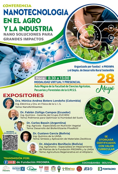 Conferencia “Nanotecnología en el agro y la industria”, en Cochabamba, el 28-mayo