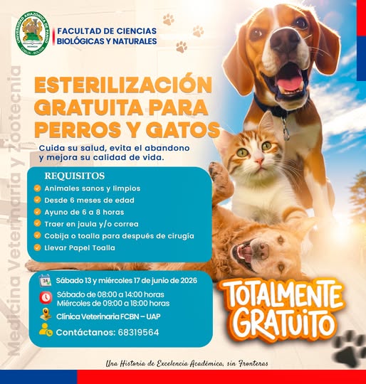 Campaña de Esterilización para Perros y Gatos, en Cobija – Pando, el 13-junio