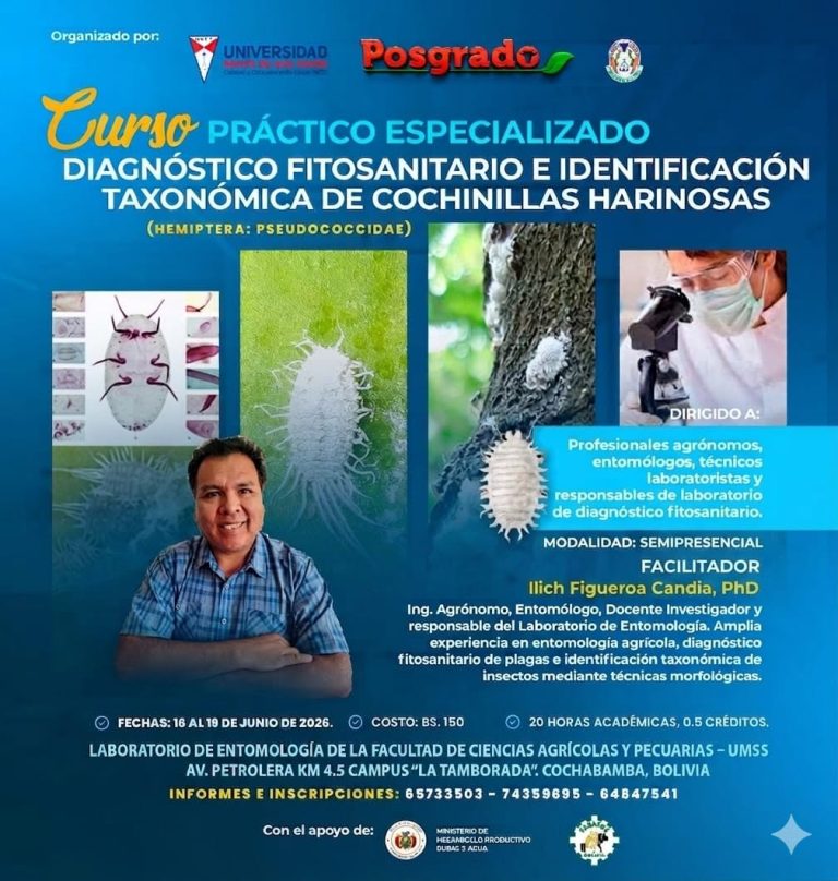 Curso “Diagnóstico Fitosanitario e Identificación Taxonómica de Cochinillas Harinosas”, en Cochabamba, del 16 al 19-junio