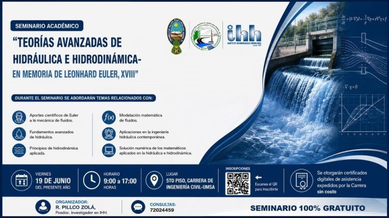 𝐒𝐞𝐦𝐢𝐧𝐚𝐫𝐢𝐨 ❞𝐓𝐞𝐨𝐫𝐢́𝐚𝐬 𝐀𝐯𝐚𝐧𝐳𝐚𝐝𝐚𝐬 𝐝𝐞 𝐇𝐢𝐝𝐫𝐚́𝐮𝐥𝐢𝐜𝐚 𝐞 𝐇𝐢𝐝𝐫𝐨𝐝𝐢𝐧𝐚́𝐦𝐢𝐜𝐚”, en La Paz, el 18-junio