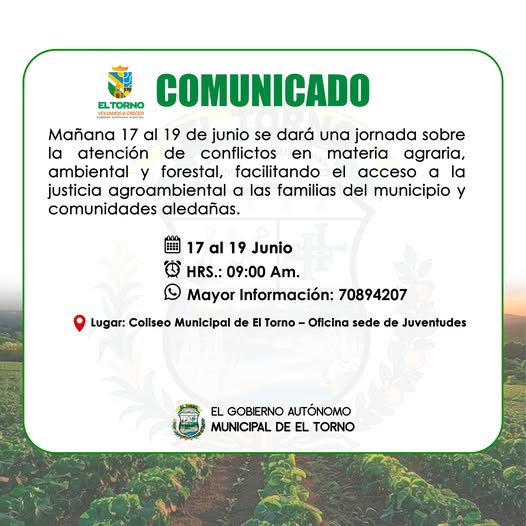 Jornada de Atención Agroambiental, en el Torno – Santa Cruz, del 17 al 19-junio