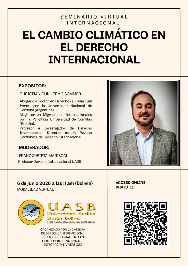 Seminario “El cambio climático en el derecho internacional”, virtual, el 6-junio
