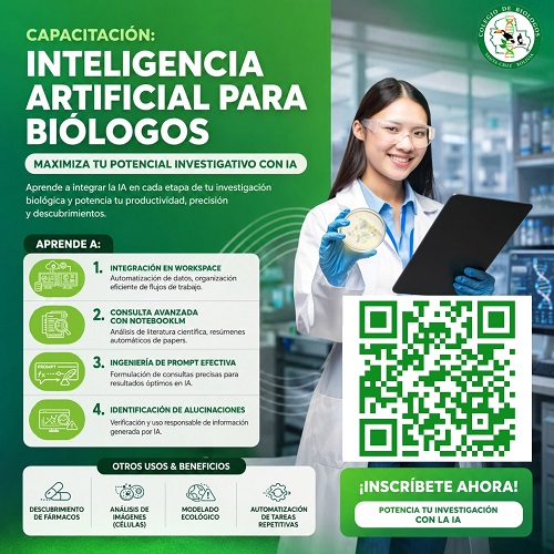 Capacitación “Inteligencia Artificial para Biólogos”, virtual.
