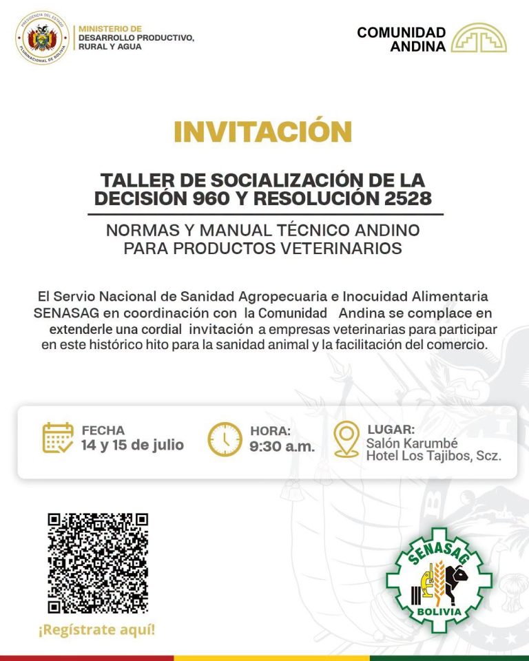 Taller “Socialización de la decisión 960 Resolución 2528”, en Santa Cruz, el 14 y 15-julio