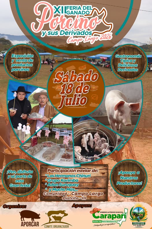 Feria de Porcinos y sus Derivados, en Caraparí – Santa Cruz, el 18-julio