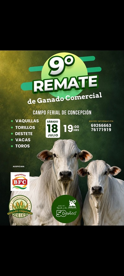 Remate de Ganado Bovino, en Santa Cruz, el 18-julio