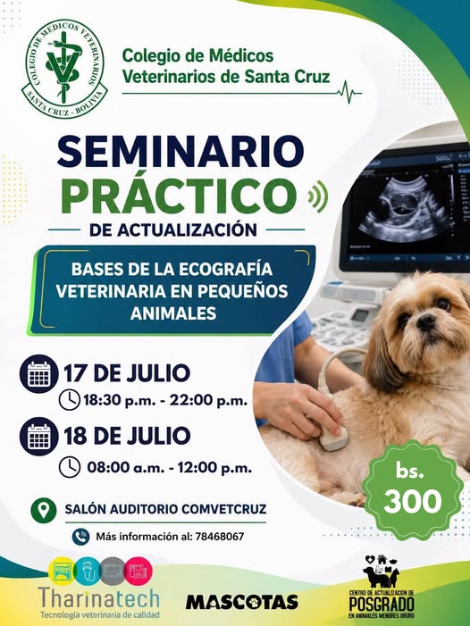 Seminario “Bases de la Ecografía Veterinaria en Pequeños Animales”, en Santa Cruz, el 17 y 18-julio