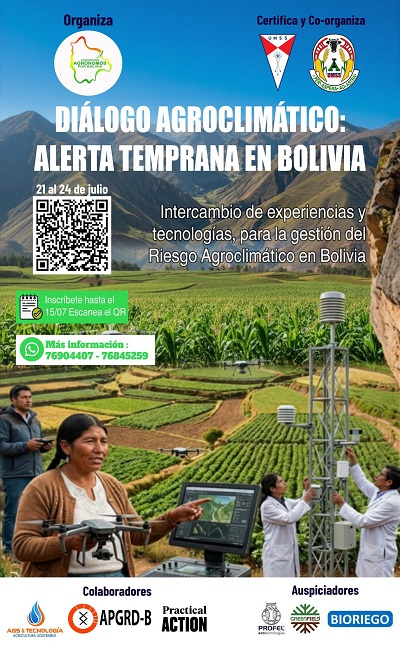 Diálogo Agroclimático “Alerta Temprana en Bolivia», virtual, del 21 l 24-julio.